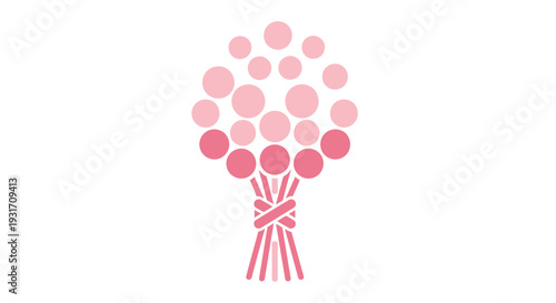 Bunch of pink balloons tied together with ribbon.