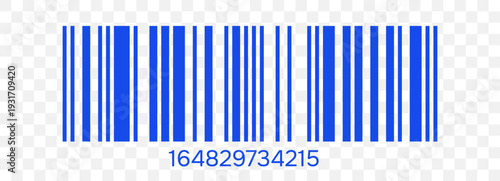 Barcode symbol built from long parallel bars and numeric code structure. Flat vector icon representing scan process, scanner equipment and product tracking. Suitable for label templates and retail des