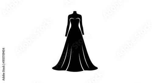 Elegant black evening gown silhouette illustration.