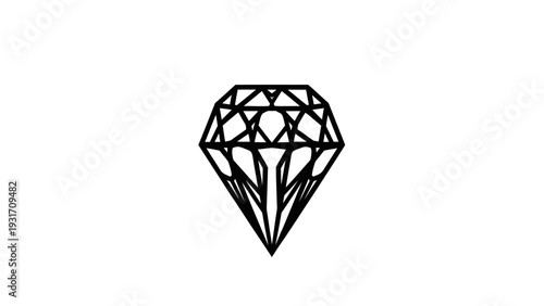 Geometric Diamond Icon, Minimalist Gemstone Symbol, Faceted Crystal Outline