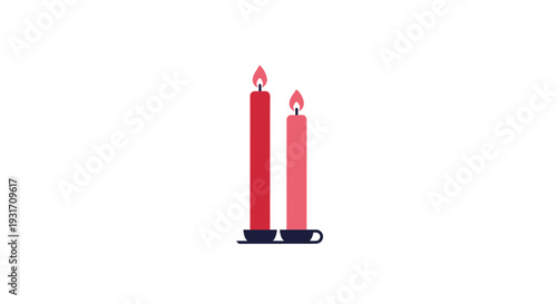 Two red candles on a holder.