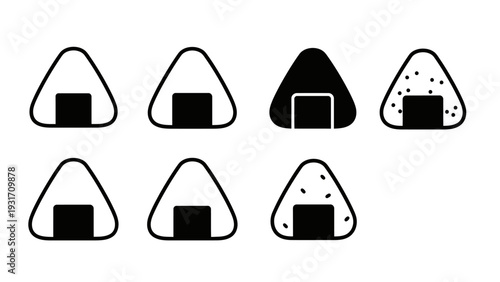 Japanese Onigiri Rice Balls Collection: Simple Icons and Patterns