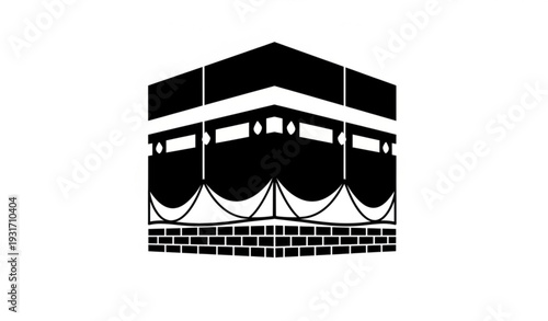 Kaaba Icon Silhouette Flat Vector for Islamic Design