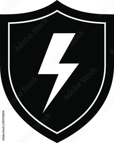 Free Download Black Shield with White Lightning Bolt Isolated on White Background - GFXLoad