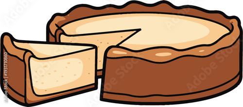 Cheesecake with Slice Cut Out on White Background