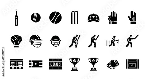 A collection of sports-related icons and symbols