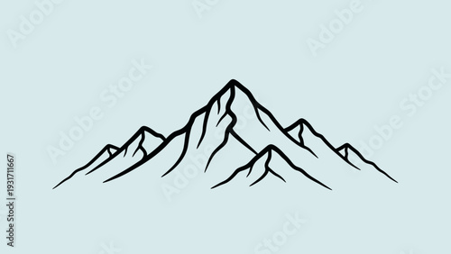 Minimalist mountain range silhouette, simple line art, peak landscape