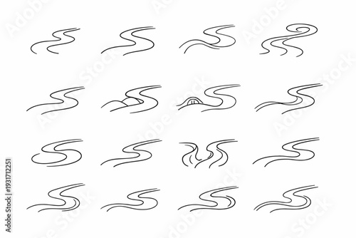 Corridor icon route relaxed generation image focused motion unhurried vector meditative stroke