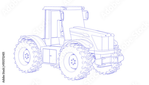 tractor graphic sketch 3d illustration
