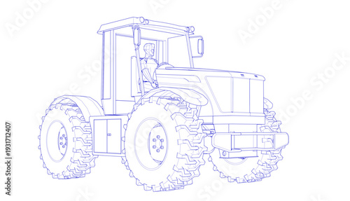 tractor graphic sketch 3d illustration