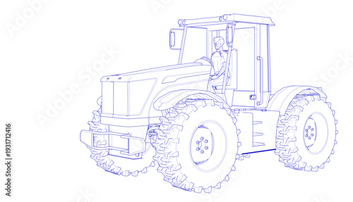 tractor graphic sketch 3d illustration