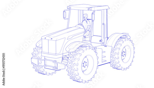 tractor graphic sketch 3d illustration