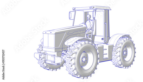tractor graphic sketch 3d illustration