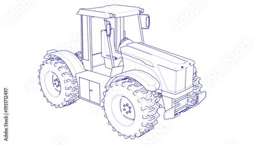 tractor graphic sketch 3d illustration