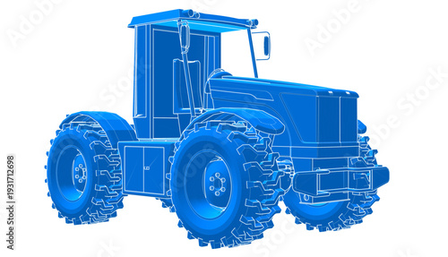 tractor graphic sketch 3d illustration