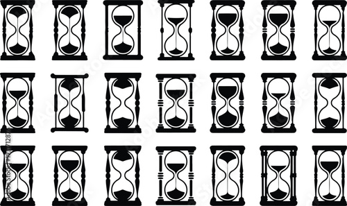 Hourglass Collection Silhouette Icon Set Sand Timer Typography Silhouette Icon Pack