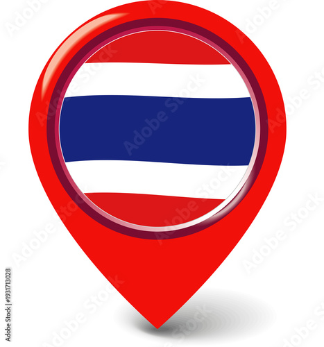 Free Download Thailand flag map pointer icon isolated. Location pin with Thailand flag, 3D glossy map marker. Thailand Flag Map Pin Icon with Shadow on Transparent Background - GFXLoad