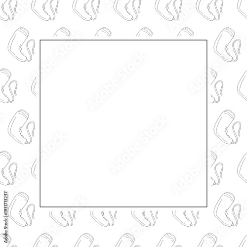 barbershop icon square frame in doodle style