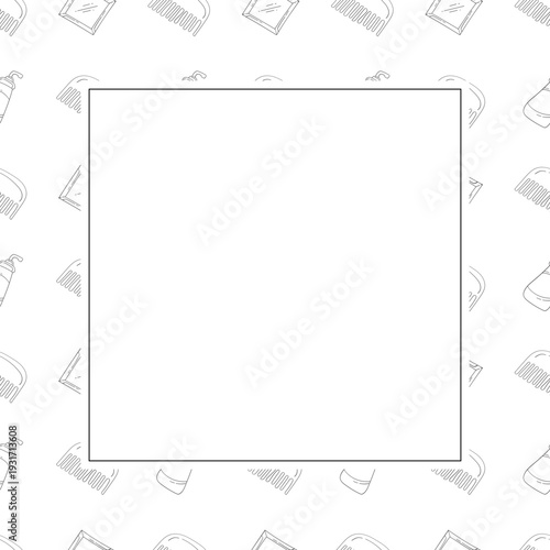 barbershop icon square frame in doodle style