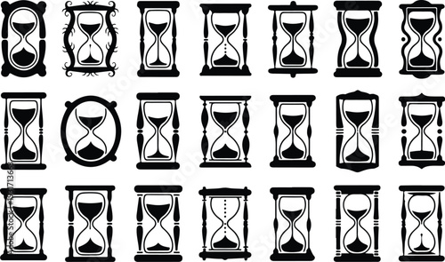 Hourglass Collection Silhouette Icon Set Sand Timer Typography Silhouette Icon Pack