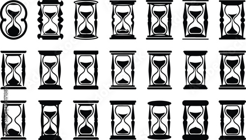 Hourglass Collection Silhouette Icon Set Sand Timer Typography Silhouette Icon Pack