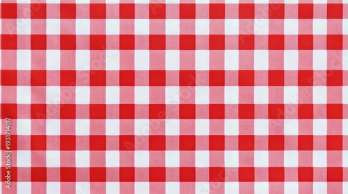 Checkered picnic tablecloth design with red and white pattern for summer meals and outdoor activities on a warm day