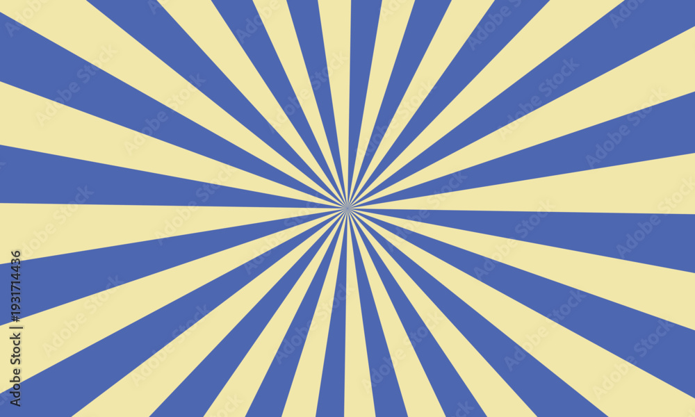 Obraz premium Vibrant blue and cream sunburst radial pattern element for energetic creative projects