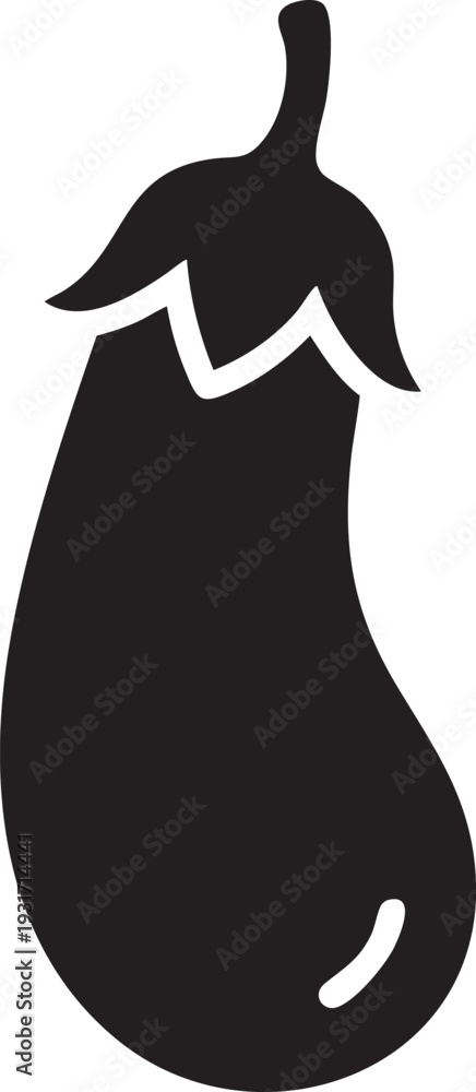 Naklejka premium A simple black silhouette of an eggplant against a plain background viewed from the side