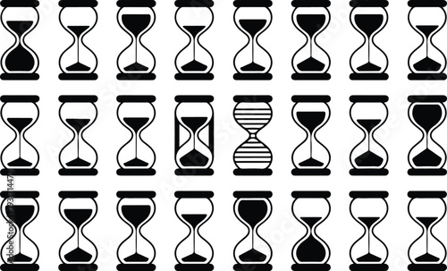 Hourglass Collection Silhouette Icon Set Sand Timer Typography Silhouette Icon Pack