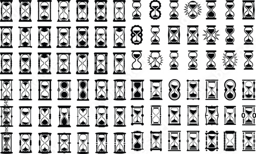 Sand Timer Typography Silhouette Icon Pack