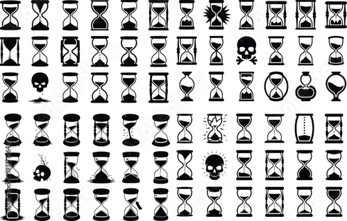 Sand Timer Typography Silhouette Icon Pack