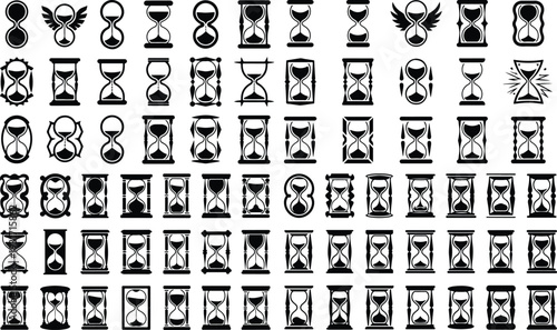 Sand Timer Typography Silhouette Icon Pack