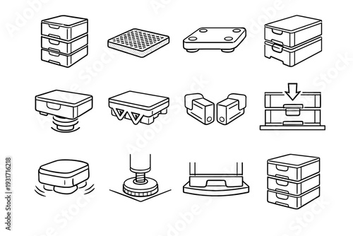 Drawer feature modern icon icons clean texture stability vector secure stackable stable