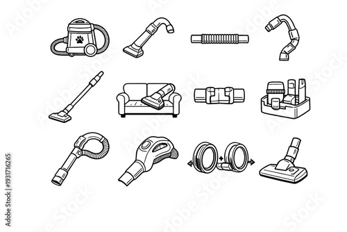 Adaptability hose outline flexible refined vacuum reach form pet icon vector