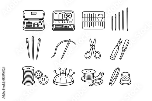 Lengths vector assortment varying form essentials kit icon neat geometry sewing outline