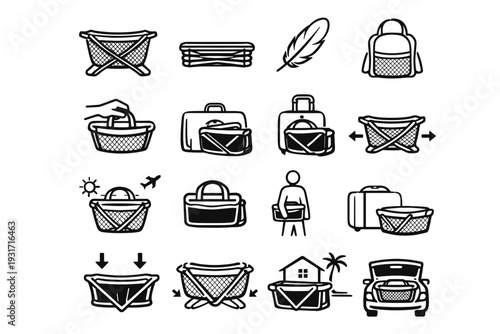 Icon neat clean modern silhouette drying aid baskets structure vector foldable outline