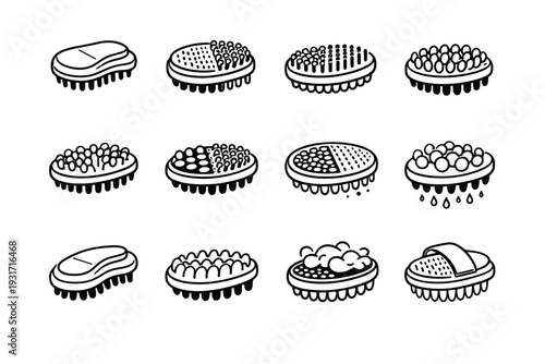 Tool cleaning versatile bath pet modern icon tidy vector concept brush