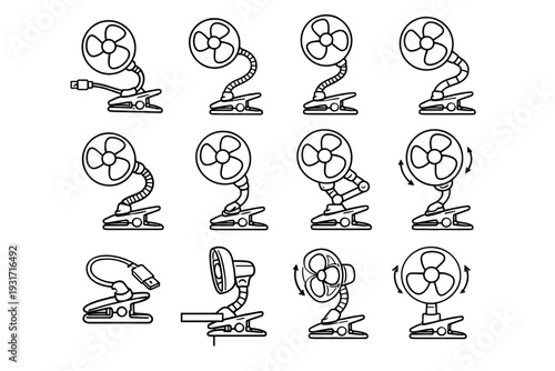 Icon neck structure neat vector fan usb clean geometry outline positioning precise