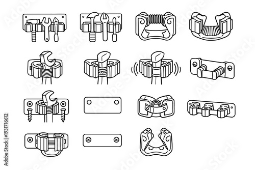 Icon tool retention vector clips feature form clean solution mounted wall appearance