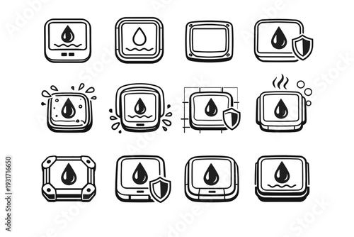 Icons tidy modern reliability vector humidity smart sensor balanced icon form concept