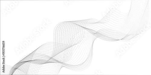 Abstract wave blend lines on transparent background. Design for banner, wallpaper, background and many more. Undulate Grey Wave Swirl, frequency sound wave, twisted curve lines with blend effect.