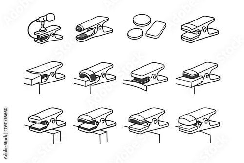 Clip tidy modern geometry icon outline mic microphone design accessory vector attachment