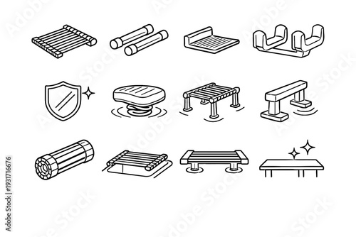 Outline rack pads foldable feature stable vector icon points sink placement