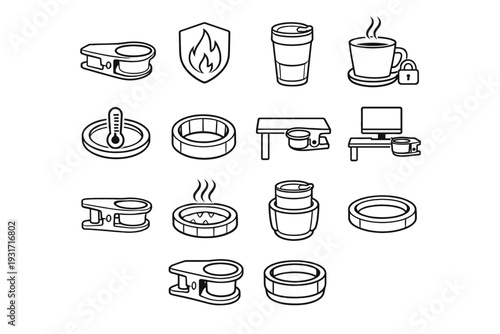 Vector neat holder clip hot icon drink outline accessory safety proportions silhouette