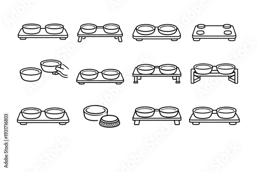 Icons floor accessory pet holders icon station bowl vector elevated food feeding