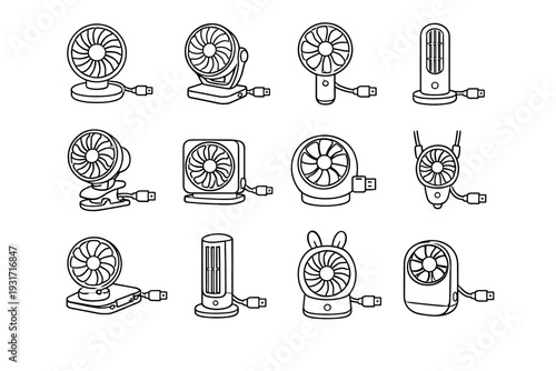 Mini portability vector balanced portable tidy design icons personal icon form fan