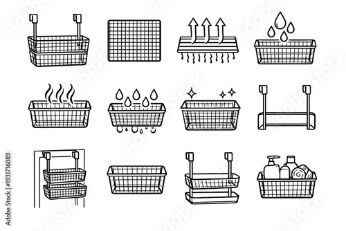 Functional organization over rack mesh icon form ventilation design vector basket door