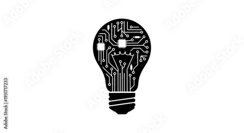 Conceptual illustration depicting technological innovation in the form of a lightbulb