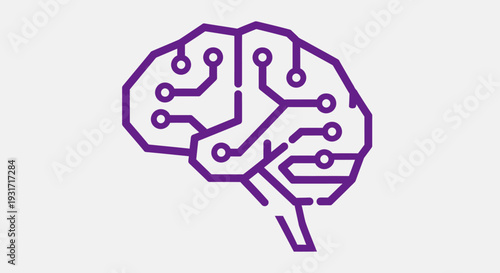 Conceptual representation of an artificial intelligence circuit board brain in minimalist style
