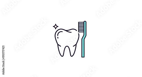 Dental health icon featuring a tooth and toothbrush representing oral hygiene practices